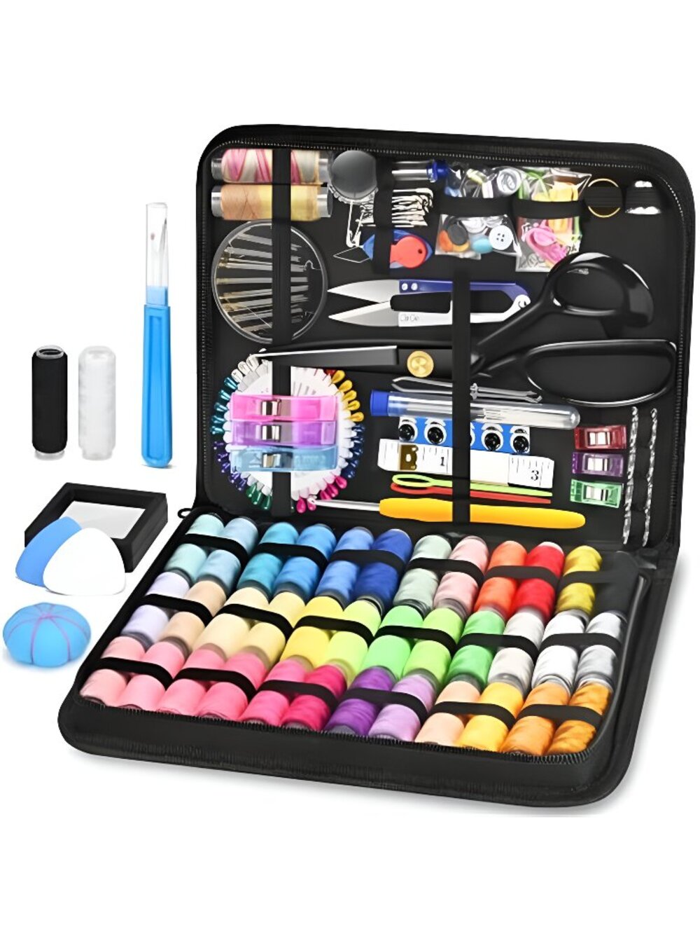Sewing Kit for Adults with Heavy Duty Fabric Scissors, 241 Pcs Newly Upgraded